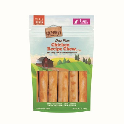 Luke & Mike's Rawhide Free Chicken Recipe Mini Rolls Dog Treats - 6ct