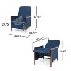 GDFStudio Mendota Mid Century Modern Fabric Channel Stitch Wood Pushback Recliner - 4 of 4