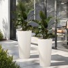 BENCMATE Planter, Weather-Resistant Planter with Three Drainage Holes, Tall Flower Pot for Patio Porch Entryway, 2PCS, White, 13 - 2 of 4