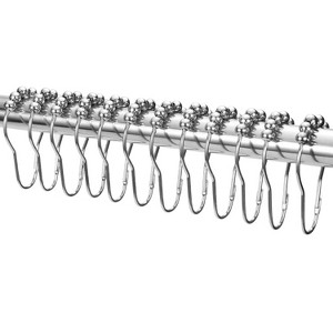 NewHome"12 Rustproof Stainless Steel Shower Curtain Hooks for Smooth Gliding on Bathroom Rods & Curtains"Silver - 1 of 4