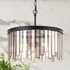 LNC Hemaaolay 3-Lights 16" Modern Drum Small Chandelier, Matte Black and Mercury Glass - 2 of 4