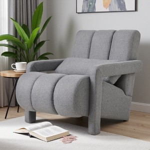 Modern Linen Accent Chair with Pillow - 1 of 4