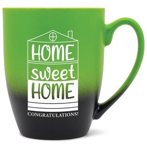 Elanze Designs 12 Ounce Ceramic Decorative Laser Engraved Giftable Novelty Tea Coffee Cup Mug Green and Black Home Sweet Home Congratulations! - 1 of 4