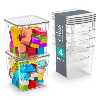 Sorbus 4 Pack Small Storage Containers with Lids - Small Plastic Storage Bins - Toy Organizers and Storage Bin - Clear Containers for Organizing