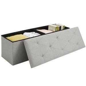 VECELO 46"/30"/15"/11.8" Folding Storage Ottoman Bench, Storage Chest, Linen Fabric Foot Rest Stool, Storage Footstools, Folding Storage Ottoman - 1 of 4