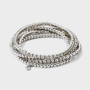 Rhinestone Bracelet Set 5pc - Wild Fable™ Silver - 1 of 3