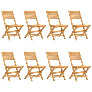vidaXL Solid Teak Wood Folding Patio Chairs - 8 pcs Outdoor Garden Seating - Natural Finish - 242.5lb Capacity Each - 1 of 4