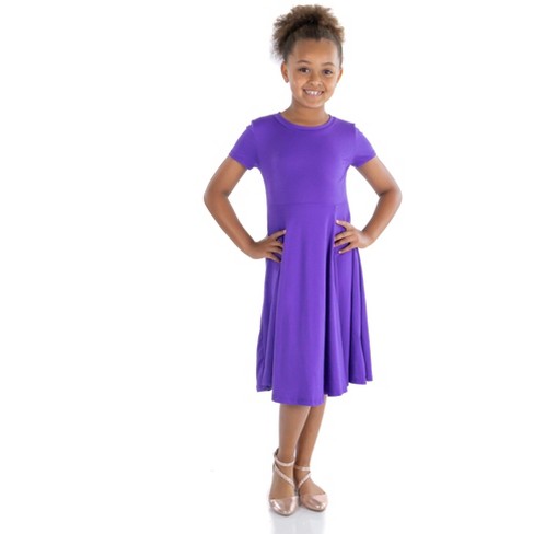 24seven Comfort Apparel Girls Flowy Short Sleeve Girls Dress-lilac-s :  Target