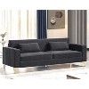 NicBex 85.8 Inch Velvet Sofas 3 Seater Couch with 2 Throw Pillows and Metal Legs for Living Room,Apartment,Office,Black - 2 of 4