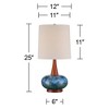 360 Lighting Andi 25" High Mid Century Modern Coastal Table Lamp Blue Green Ceramic Wood Single White Shade Living Room Bedroom Colors May Vary - 4 of 4