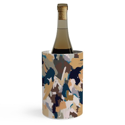 Ninola Design Artistic Texture Blue Gold Wine Chiller - Deny Designs