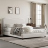 Homhougo Twin Bed Frame for Kids with Velvet Upholstered Headboard, Cute Low Profile Platform Bed for Girls and Boys Beige - 3 of 4