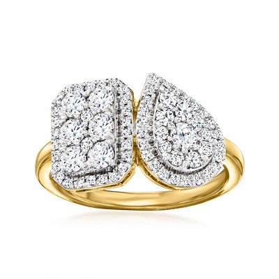 Ross-Simons 1.10 ct. t.w. Diamond Toi Et Moi Ring in 18kt Gold Over Sterling