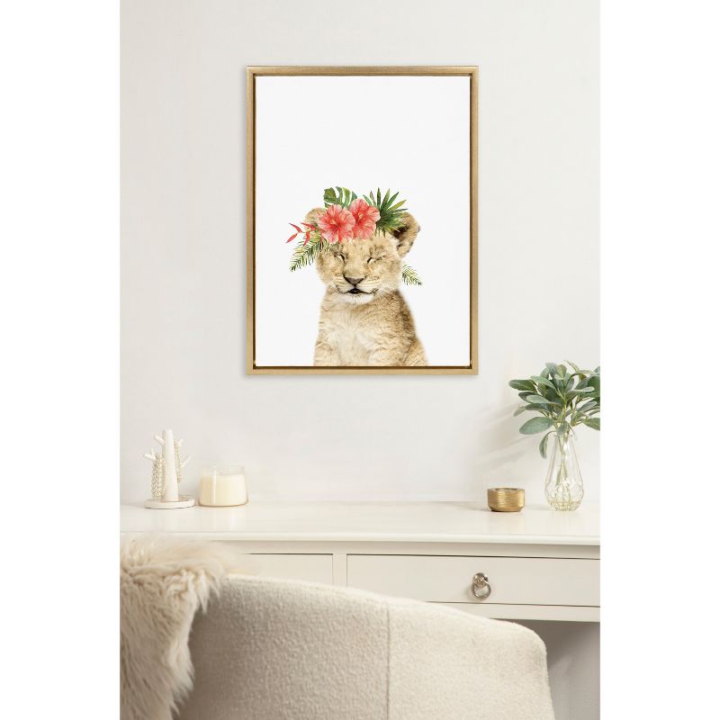 Kate & Laurel All Things Decor 18"x24" Sylvie Flower Crown Lion Cub Framed Wall Art by Amy Peterson Art Studio , 5 of 7