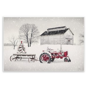 Stupell Industries Festive Red Christmas Tractor Niveous Countryside Flurries Wall Plaque Art, 19" x 13" - 1 of 4