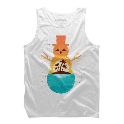 Men's Design By Humans Christmas in July Snowman Sunset By destiny29 Tank Top