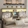 Bed Frame with Bookcase Headboard, Sliding Barn Door Storage Shelves - 3 of 4