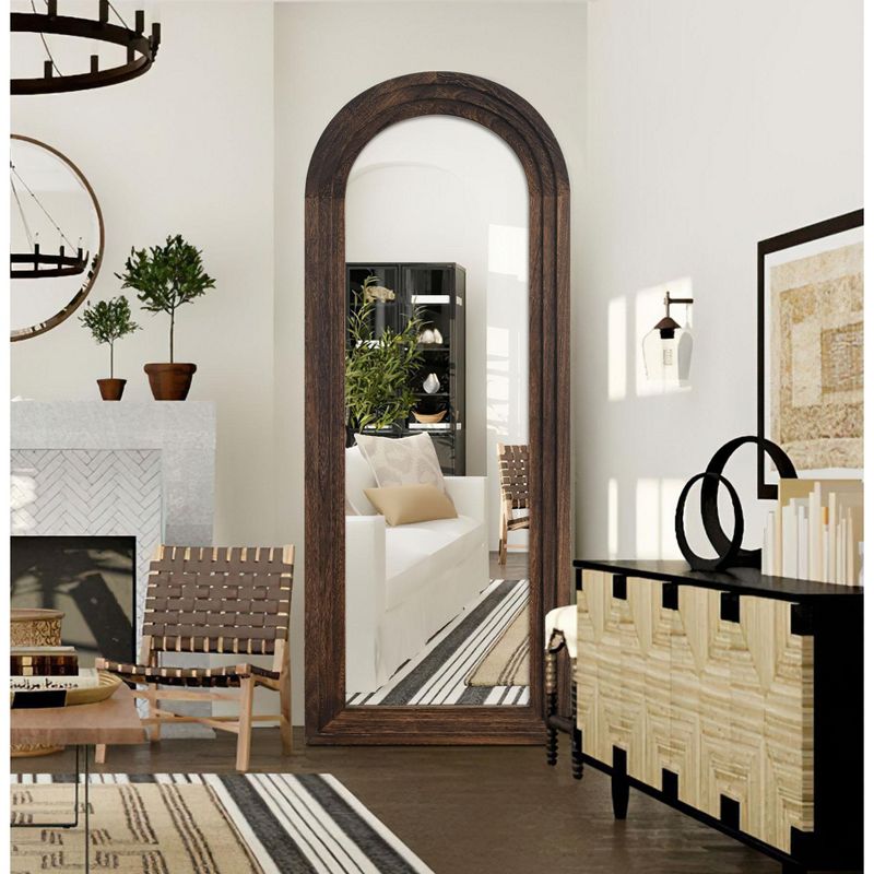 Neutypechic Wood Frame Arch Top Full Length Mirror Leaning Mirror, 1 of 6