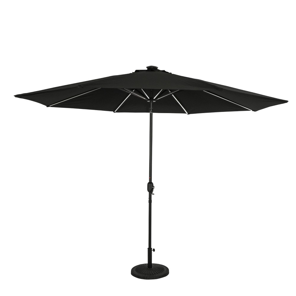 Photos - Parasol 11' x 11' Calypso II Market Patio Umbrella with Solar LED Strip Lights Bla