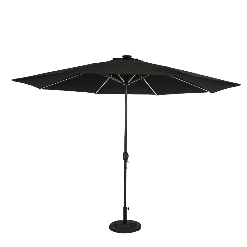 11&#39; x 11&#39; Calypso II Market Patio Umbrella with Solar LED Strip Lights Black - Island Umbrella, 1 of 15
