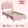 Bed Frame Velvet Upholstered Platform Bed with Bookcase Headboard for Kids Girls Heavy Duty Steel Support Legs Easy Assembly Noise Free - 4 of 4