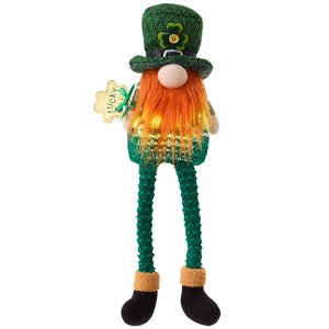 The Lakeside Collection St Patricks Leprechaun Gnome Lighted Plush Figure With Shamrock - 1 of 2