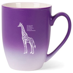 Elanze Designs 12 Ounce Ceramic Decorative Laser Engraved Giftable Novelty Tea Coffee Cup Mug Purple and White Giraffe Elegant Humble Peaceful Gentle - 1 of 4