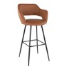 Fixed Faux Leather Contemporary Bar Stool with Low Back and Metal Legs for Home Bar or Kitchen (Set of 2) - 2 of 4
