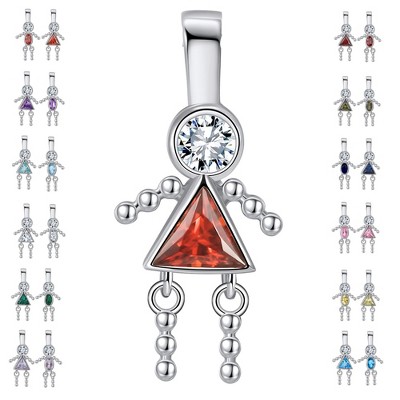 Baby Boy or Girl Birthstone Charm for Mom  Family Tree Grandma Necklace by Ginger Lyne CZ Sterling Silver