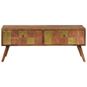 vidaXL Coffee Table Honey Solid Wood 39.4x19.7x15.4 in Decorative Inlays - 1 of 4
