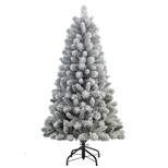 4.5ft Puleo Unlit Flocked Virginia Pine Artificial Christmas Tree
