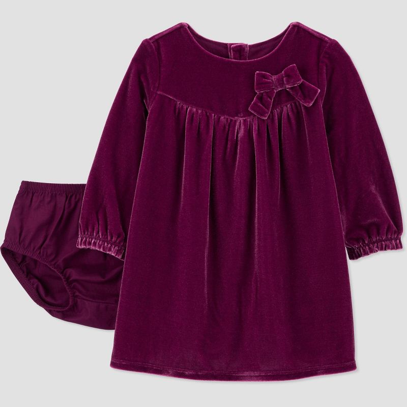 Carter&#39;s Just One You&#174; Baby Girls&#39; Long Sleeve Velour Dress - Purple, 1 of 10