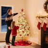 Artificial Christmas Tree, Snowy Flocked Green, 250 Warm White Lights, Quick Hinged Setup, Foldable Metal Base, Foot Pedal Control - 2 of 4