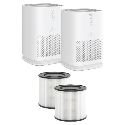 Medify Air MA-14 Compact Portable Tabletop Indoor Home Personal Air Purifier for 200 Square Foot Rooms with Replacement Filters, White (2 Pack Each)