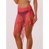 Allegra K Women's Hollow Out Beach Cover Up Fish Net Wrap Mesh Sheer Mini Tassel Skirts - 2 of 4