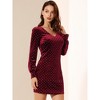INSPIRE CHIC Women's Glitter Party V Neck Velvet Bodycon Casual Mini Dress - 2 of 4