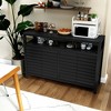 FONTOI Sideboard Buffet Cabinet with Open Shelf&2 Doors, Storage Organizer with Louver Design for Living Room, Kitchen, Black, 13.98"*31.97"*47.83" - 4 of 4