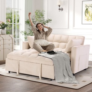 Bestier Multi-functional Sofa Bed with Cup Holder and USB Port, Beige - 1 of 4