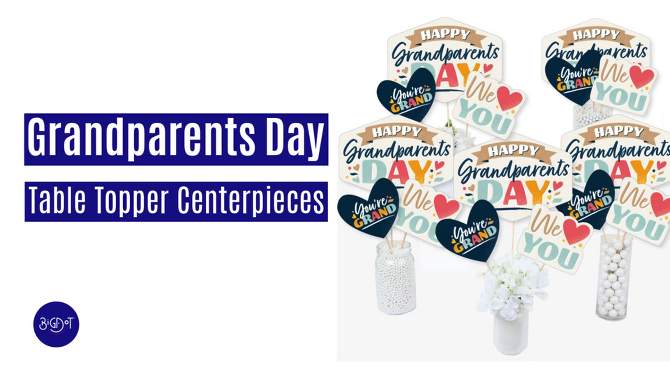 Big Dot of Happiness Happy Grandparents Day - Grandma & Grandpa Party Centerpiece Sticks - Table Toppers - Set of 15, 2 of 10, play video