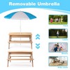 Vynxaria 3-in-1 Kids Outdoor Wooden Picnic Table with Umbrella ¨C Sand & Water Play Fun - 3 of 4