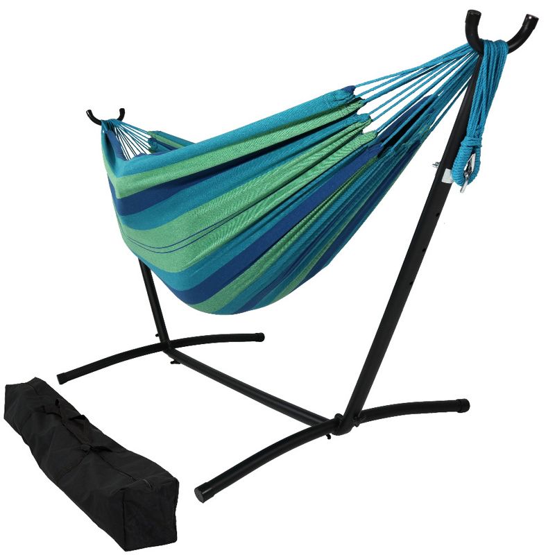 Sunnydaze Large Double Brazilian Hammock with Stand and Carrying Case - 400 lb Weight Capacity, 1 of 15