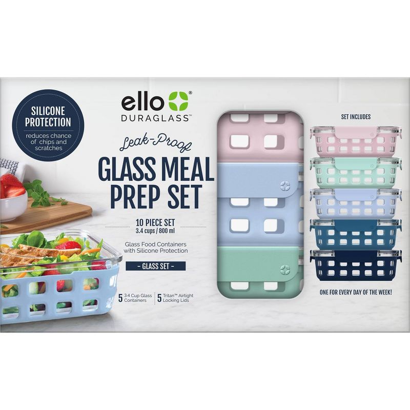 Ello 10pc Meal Prep Food Storage Container Set Pastels, 3 of 8