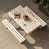 Gardenised Outdoor Wooden Patio Deck Garden 6-Person Picnic Table, for Backyard, Garden - 4 of 4