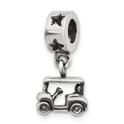 Black Bow Jewelry Sterling Silver Golf Cart Dangle Bead Charm