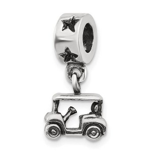 Black Bow Jewelry Sterling Silver Golf Cart Dangle Bead Charm - 1 of 3