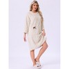 INSPIRE CHIC Women's Flannel Sleep One-Piece Dress Fuzzy Round Neck Soft Nightgowns with Pocket - 2 of 4