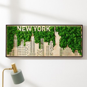 New York Moss City Silhouette Metal Wall Art Medium - 1 of 4