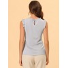 INSPIRE CHIC Women's Ruffled Curved Hem Business Office Vintage Sleeveless Blouse - 4 of 4