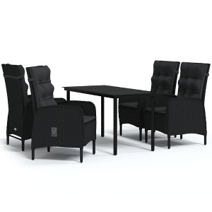 vidaXL Patio Dining Set with Cushions Gray and Black Garden Chair 3/5/7 Piece - Black 55.1" Table Length 4 Items - 1 of 4