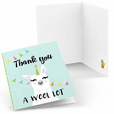 Big Dot of Happiness Whole Llama Fun - Llama Fiesta Baby Shower or Birthday Party Thank You Cards (8 count)